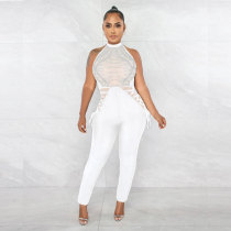 Sexy Hot Drill Hanging Neck Jumpsuit NY-2645