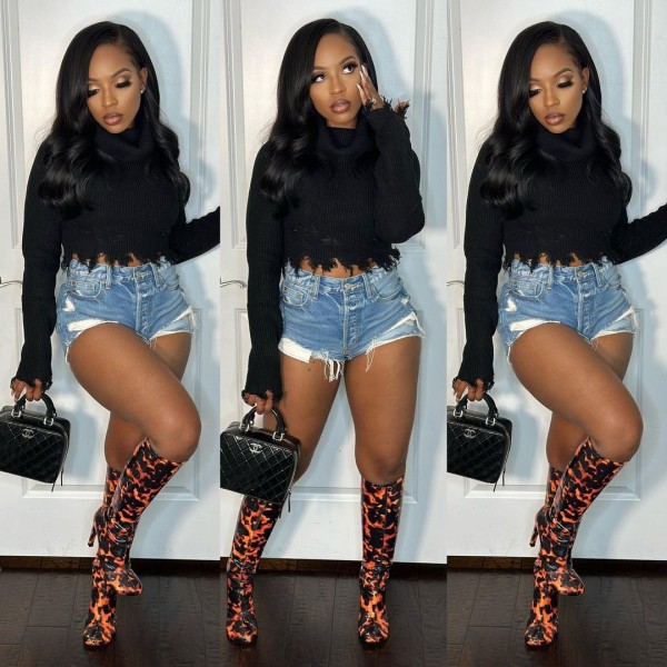 Fashion Ripped Hole Pullover Sweater LSD-83173