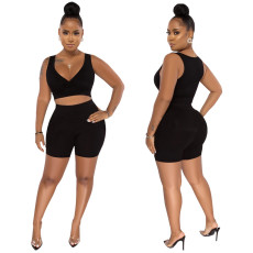 Solid Color Tank Top Shorts Two Piece Set YF-10392