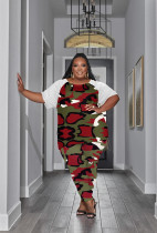 Plus Size Print Short Sleeve Pants Two Piece Set MTY-6788