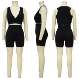 Solid Color Tank Top Shorts Two Piece Set YF-10392