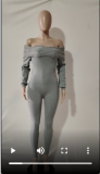 Knits Twist Striped Off Shoulder Sweater Jumpsuit GCNF-0202