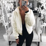 Fashion Solid Color Hooded Loose Plush Jacket GLYY-6001