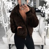 Fashion Solid Color Hooded Loose Plush Jacket GLYY-6001