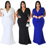Plus Size Solid Tassel Sleeveless Maxi Dress ONY-7041