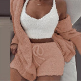 Plus Size Plush Pajamas Home Wear Casual Three  Piece Short Set GLYY-629