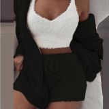 Plus Size Plush Pajamas Home Wear Casual Three  Piece Short Set GLYY-629