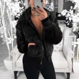 Fashion Solid Color Hooded Loose Plush Jacket GLYY-6001