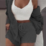 Plus Size Plush Pajamas Home Wear Casual Three  Piece Short Set GLYY-629
