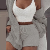 Plus Size Plush Pajamas Home Wear Casual Three  Piece Short Set GLYY-629
