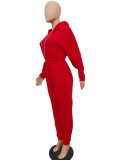 Casual Hooded Solid Color Zipper Jumpsuit BN-9401