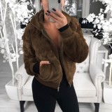Fashion Solid Color Hooded Loose Plush Jacket GLYY-6001