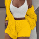 Plus Size Plush Pajamas Home Wear Casual Three  Piece Short Set GLYY-629