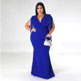 Plus Size Solid Tassel Sleeveless Maxi Dress ONY-7041
