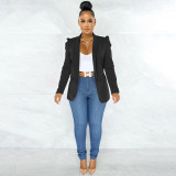 Solid Color Ruched Sleeve fashion Blazer BGN-0005