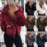 Fashion Solid Color Hooded Loose Plush Jacket GLYY-6001