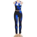Print Sleeveless Vest And Pant Skinny Two Piece Set XEF-23753