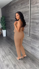 Casual Blazer Halter Vest And Pant Two Piece Set  MIL-L392
