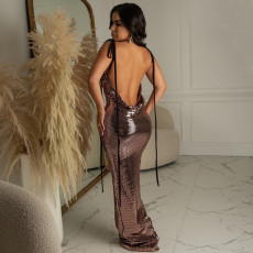 Sexy Sling Backless Maxi Dress GBTF-7549