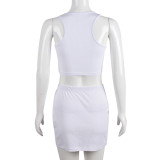 Embroidery print Tank Tops And Skirt Two Piece Set  GBTF-8895