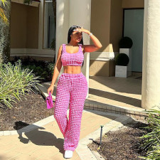 Sexy Sleeveless Vest And High Waist Pant Sport Suit XEF-24423