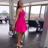 Single Shoulder Puff Sleeve Pleated Dress MIL-L402