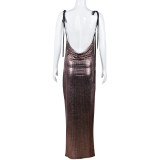 Sexy Sling Backless Maxi Dress GBTF-7549