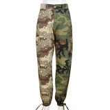 Camo Patchwork Contrast Color Casual Pant GBTF-7295