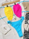 Sexy Steel Ring Color Blocking One-piece Swimsuit  CSYZ-C803QY