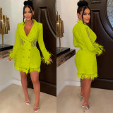 Long Sleeve Double-breasted Tassel Mini Dress BY-6161