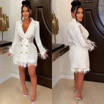 Long Sleeve Double-breasted Tassel Mini Dress BY-6161