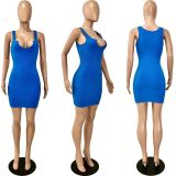 Solid Sleeveless Slim Mini Dress YNSF-1659
