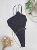 Sexy Slash Shoulder Backless One Piece Swimsuit CASF-6517