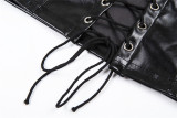 Sexy Lace-up Halter PU Leather Tops GYME-1734030