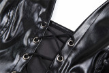 Sexy Lace-up Halter PU Leather Tops GYME-1734030