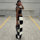 Fashion Slim Slit Checkerboard Skirt GYME-20813