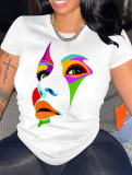 Plus Size Face Print Short Sleeve T Shirt WAF-9000270