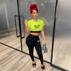 Color Blocking Letter Print Pant Two Piece Set XMF-216