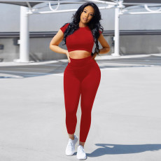 Casual Sports Short Sleeve And Pants 2 Piece Set DDF-8026