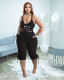 Plus Size Solid Print Sling Vest And 3/4 Pants Two Piece Set TK-6275