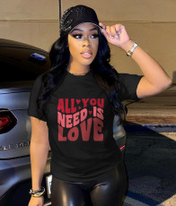Plus Size Casual Letter Print T Shirt WAF-9000253