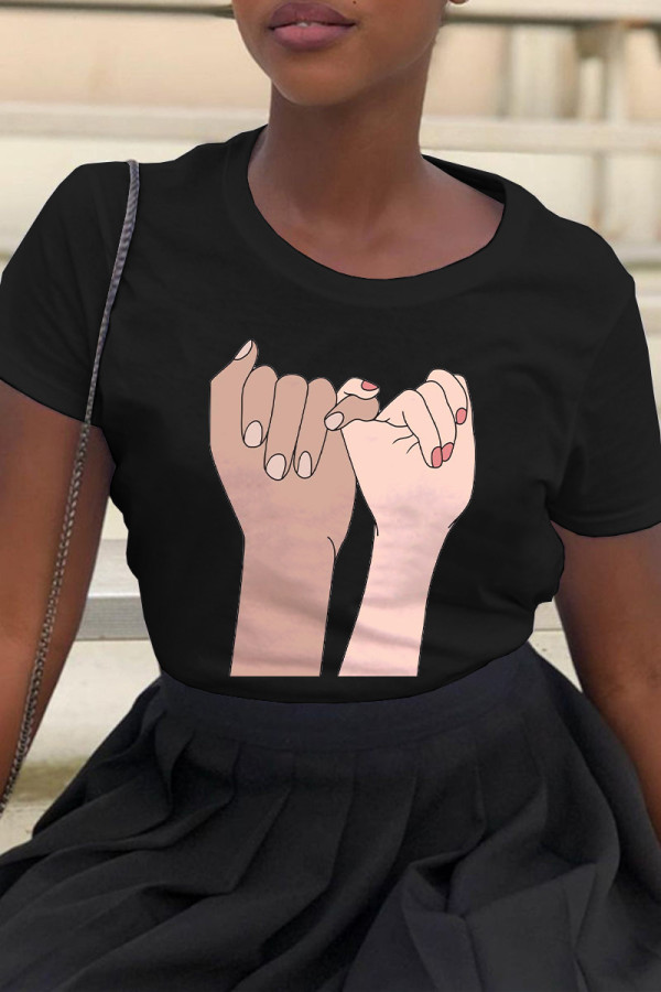 Plus Size Letter Print O Neck T Shirt WAF-9000268