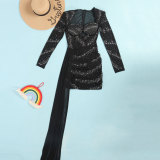 Fashion Hot Drill Hollow Out See Through Club Dress NY-2632