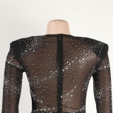 Fashion Hot Drill Hollow Out See Through Club Dress NY-2632