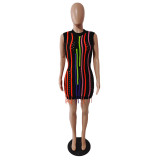 Tassel Sleeveless Splicing Knitted Mini Dress GDYF-10707