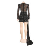 Fashion Hot Drill Hollow Out See Through Club Dress NY-2632