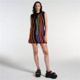 Tassel Sleeveless Splicing Knitted Mini Dress GDYF-10707