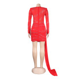 Fashion Hot Drill Hollow Out See Through Club Dress NY-2632