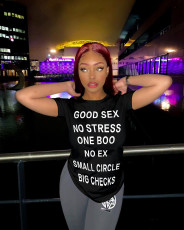 Letter Printed Casual Sport T Shirt QZX-6205