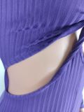 Fashion Solid Color Hollow Out Midi Dress YD-1164